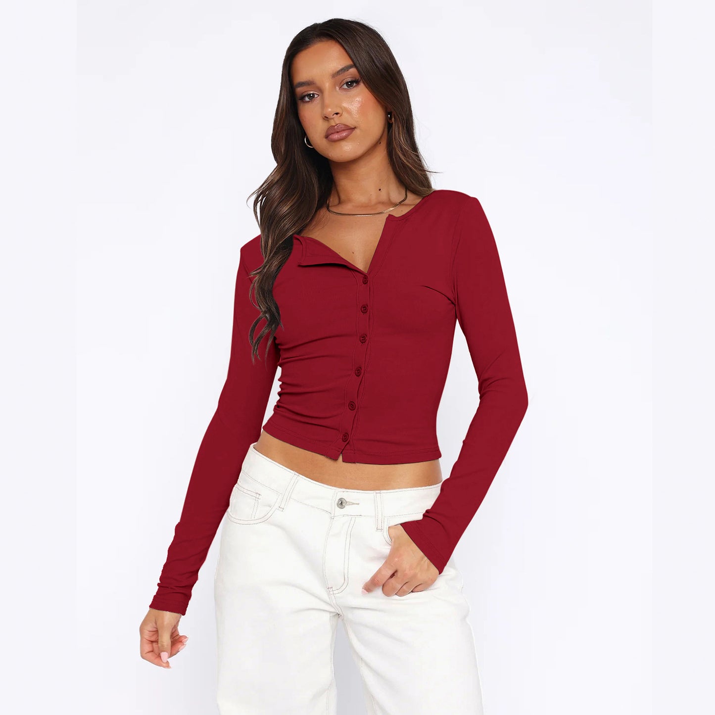 Pure Hot Summer High-grade Button Knitted Blouses
