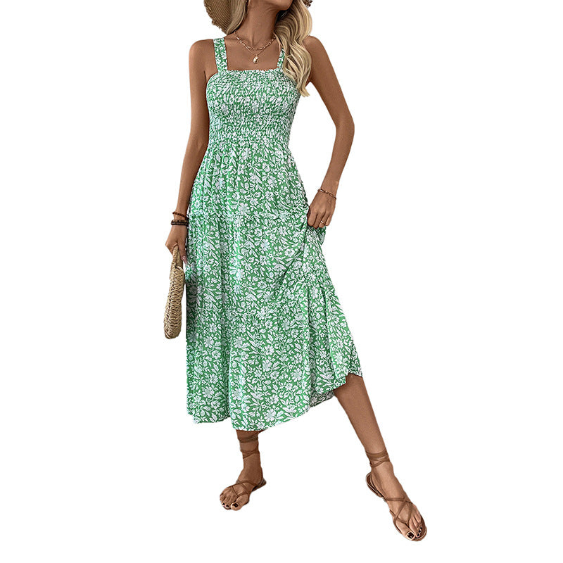 Women's Printing Slip Dress Sweet Fresh Pastoral Dresses