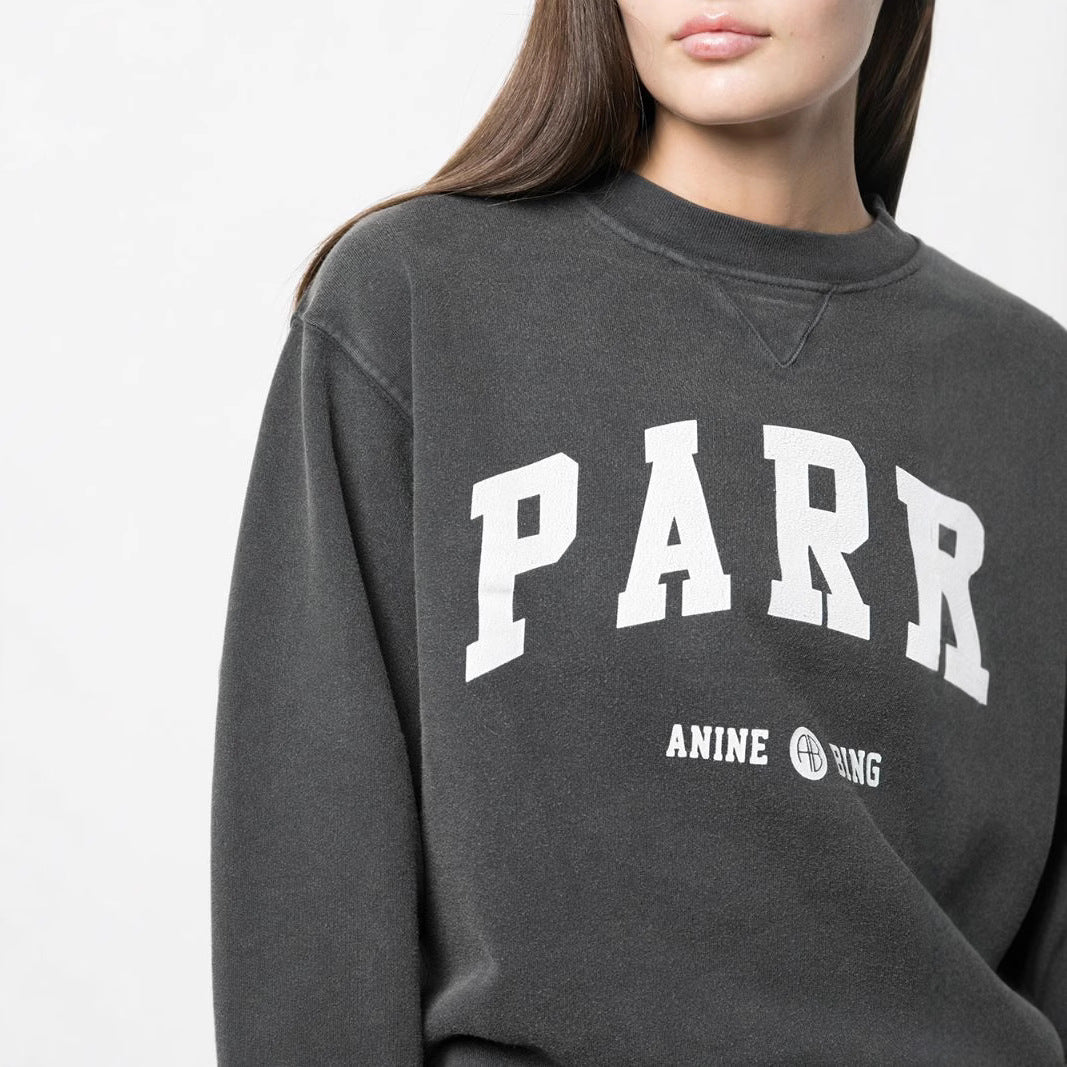 Women's Letter Printing Washed Snowflake Black Gray Sweaters