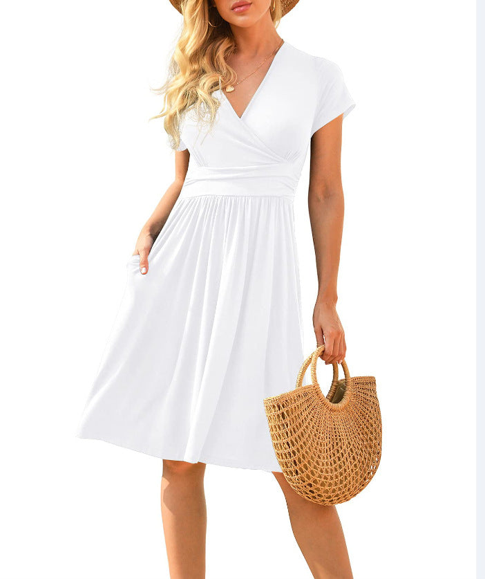 Women's Sleeve Printed Pocket Mid-length Dress Dresses