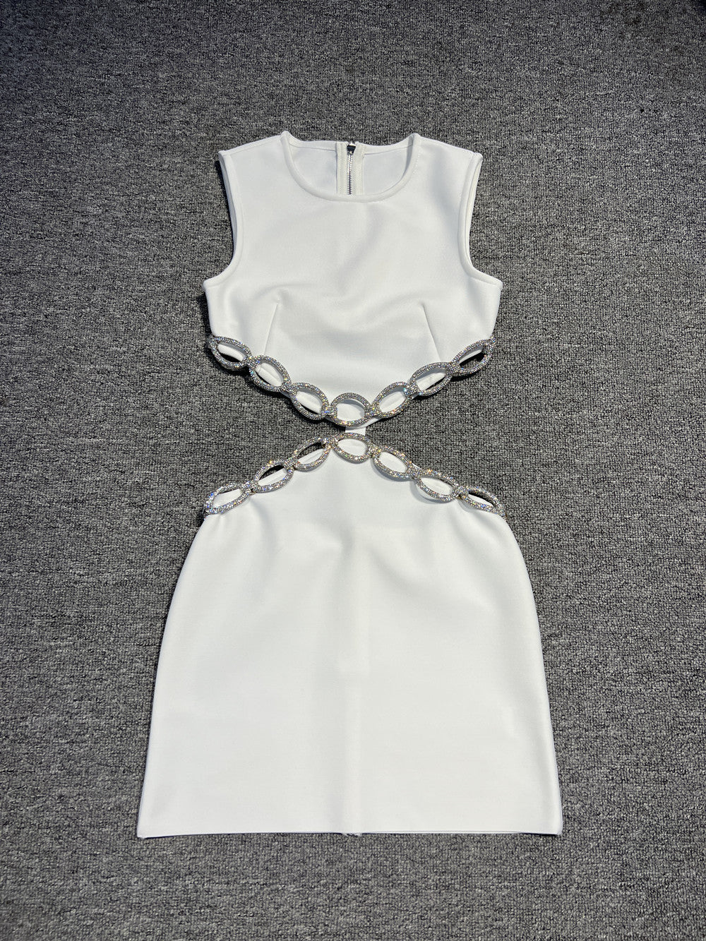 Women's Fashionable Sexy Backless Set Diamond Sleeveless Bandage One-piece Dress Dresses