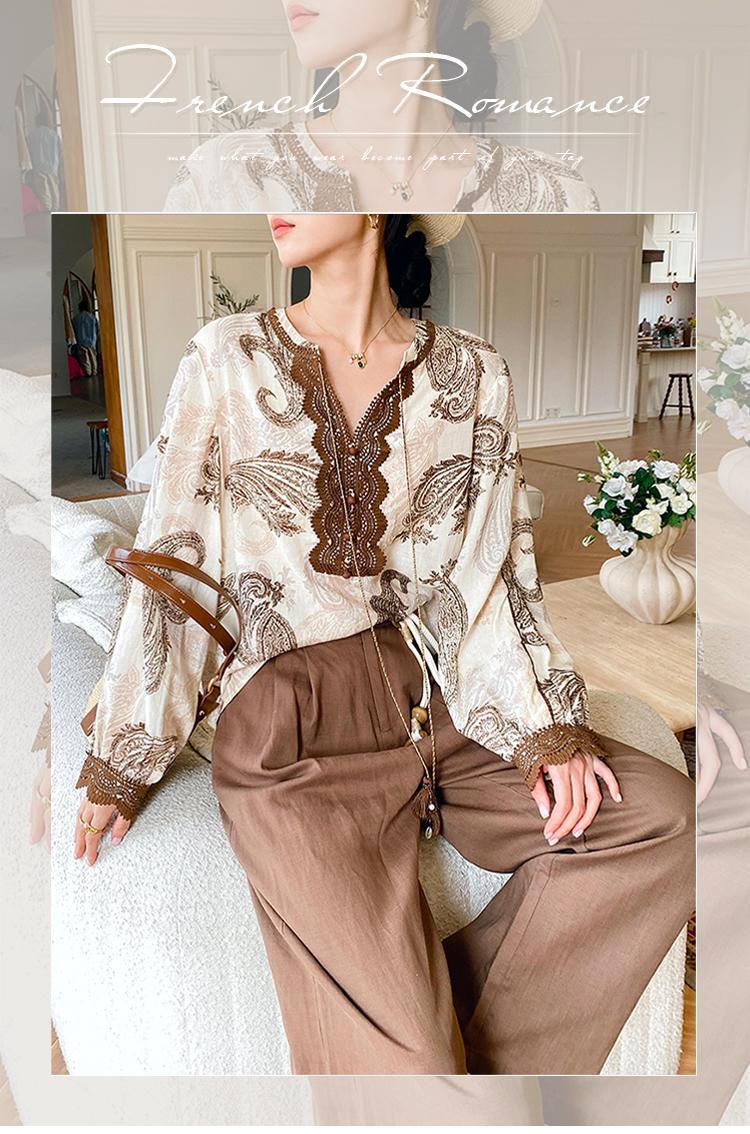 Women's Autumn Silk Linen Shirt Long-sleeved Design Tops