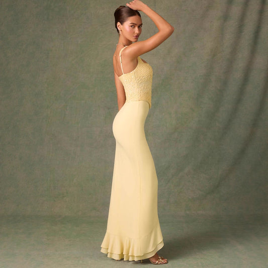 Women's Summer Sequined Knitted Patchwork Ruffled Casual Dresses