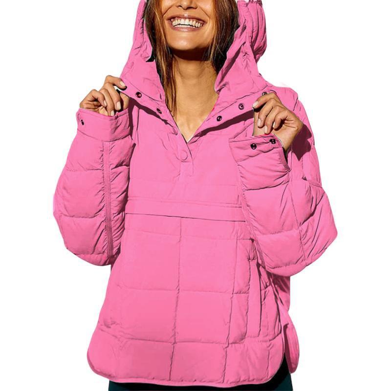 Model Pure Color Warm Keeping Pocket Long Sleeve Hooded Coats