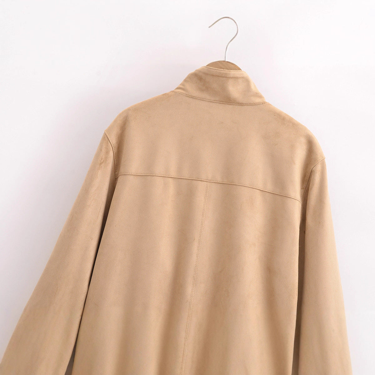 Women's Autumn Casual Stand Collar Suede Fabric Jackets