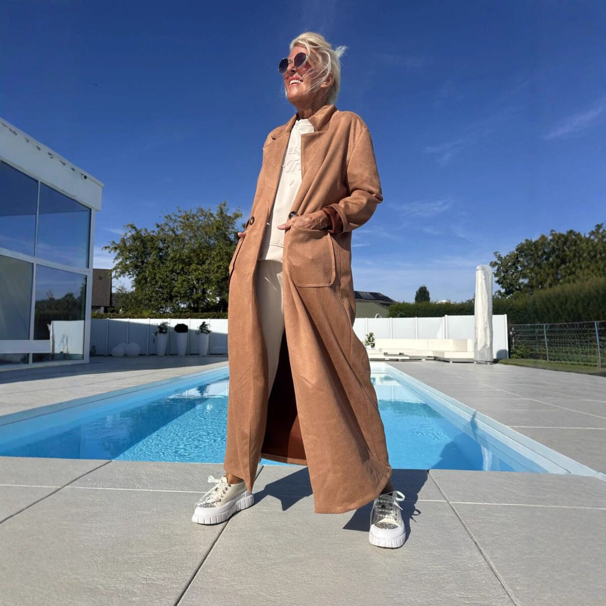 Suede Long Sleeve Casual Versatile Outerwear Coats