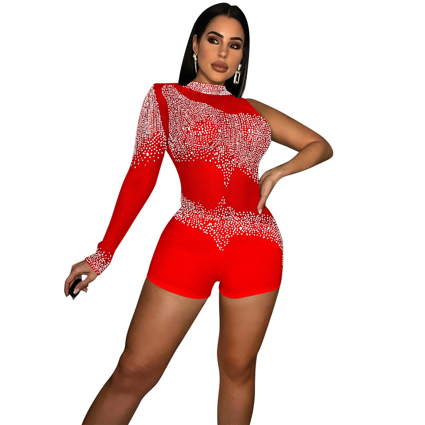 Women's Fashion Sexy Tight Nightclub Single Sleeve Pants