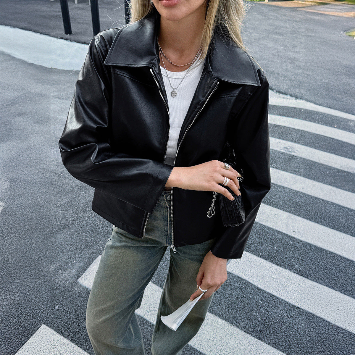 Women's Advanced Minimalist Long Sleeve Leather Jackets