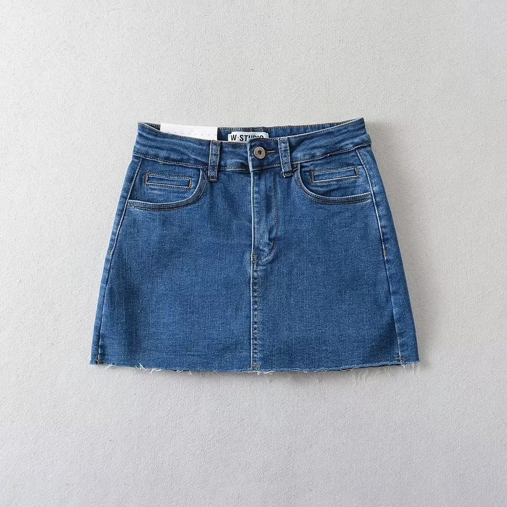 Women's Retro Denim Summer High Waist Stretch Skirts