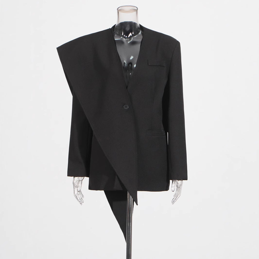 Women's High-grade Profile Shawl Ribbon One Button Blazers