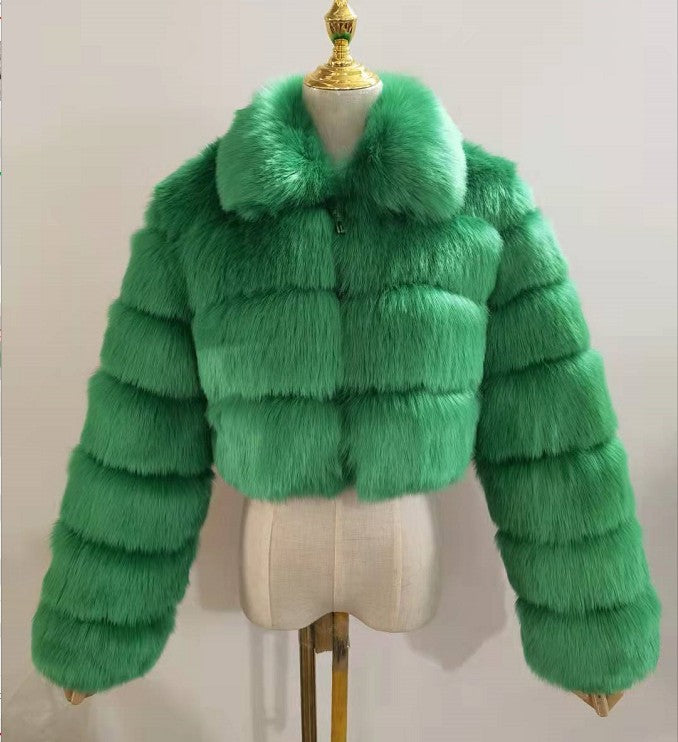 Women's Fur Imitation Fox Lapel Patchwork Long Coats