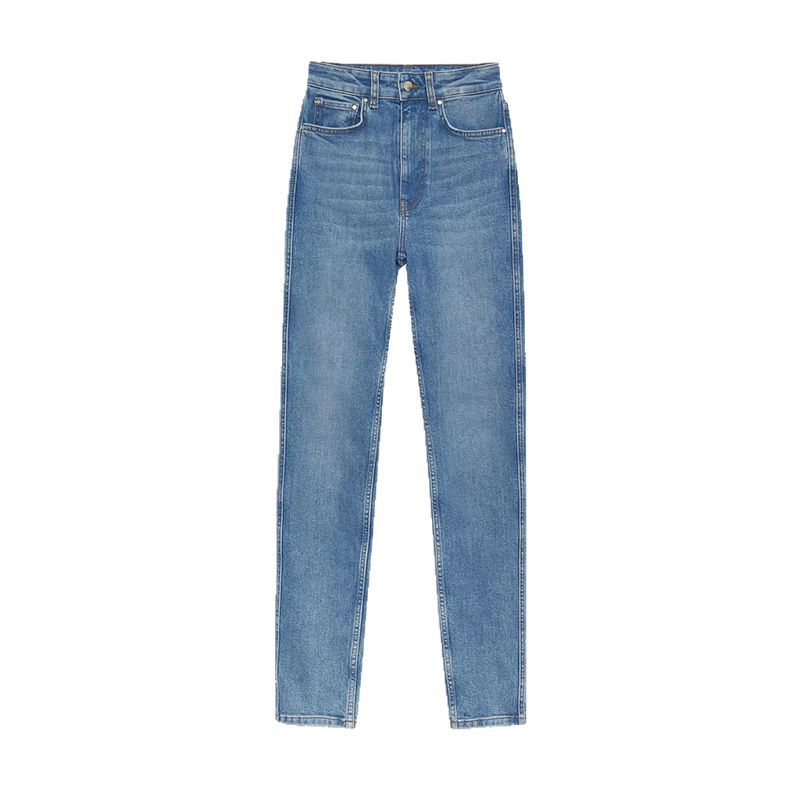 Women's Spring North American Niche Water Blue Polo Jeans