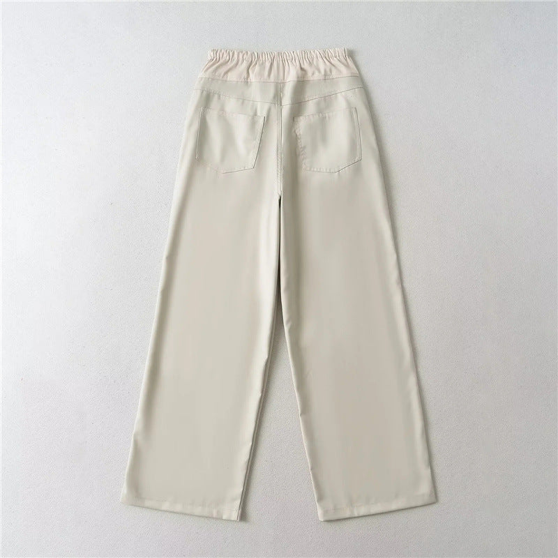 Women's Stitching Low Waist Loose Straight Trousers Pants