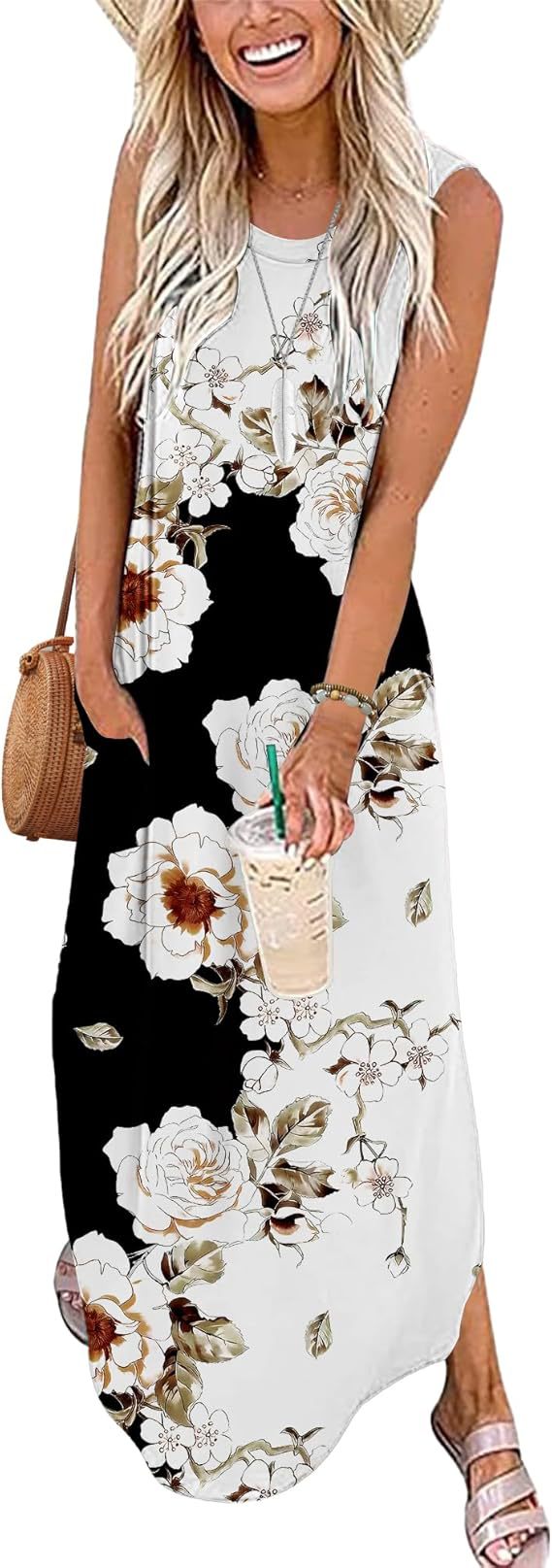 Women's Sleeveless Printed Dress Pullover Beach Long Dresses