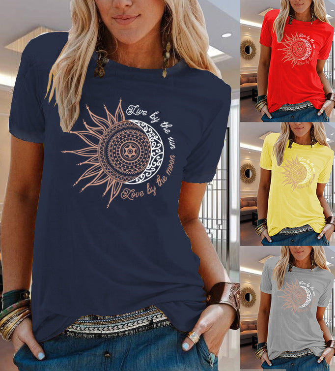 Women's Animal Flowers Print Printed Short-sleeved T-shirt Blouses