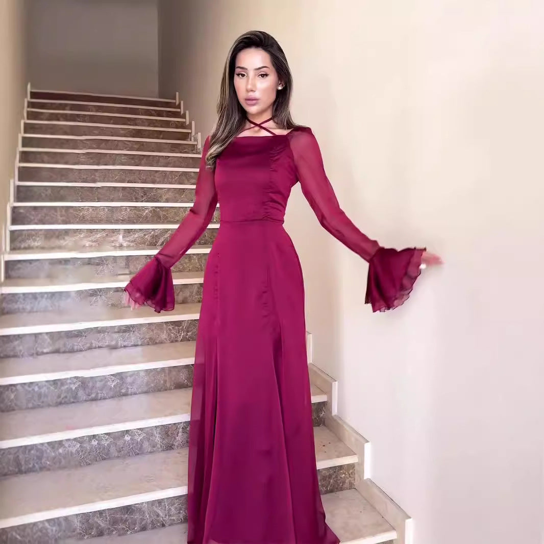 Autumn Gentle Chiffon Ruffled Elegant Tied Dresses
