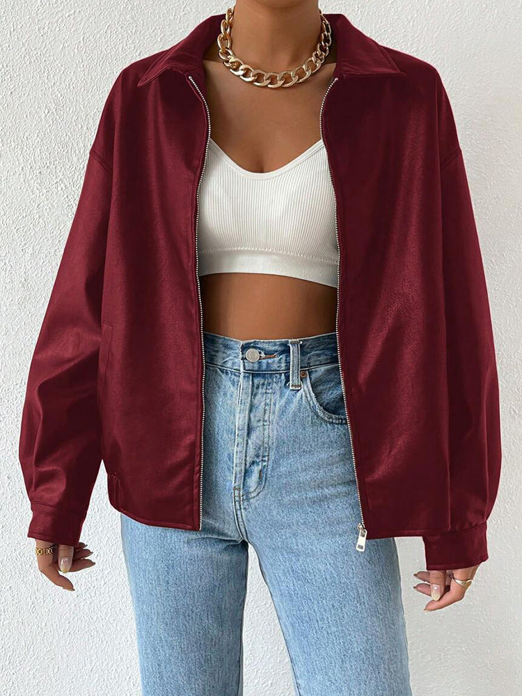 Hot Leather Retro Long Sleeve Zipper Jackets