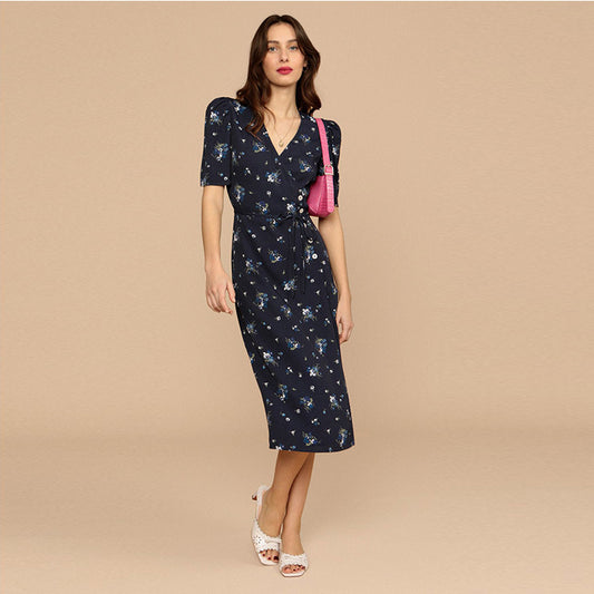 Women's Button Tea Dress Slim Summer French Dresses