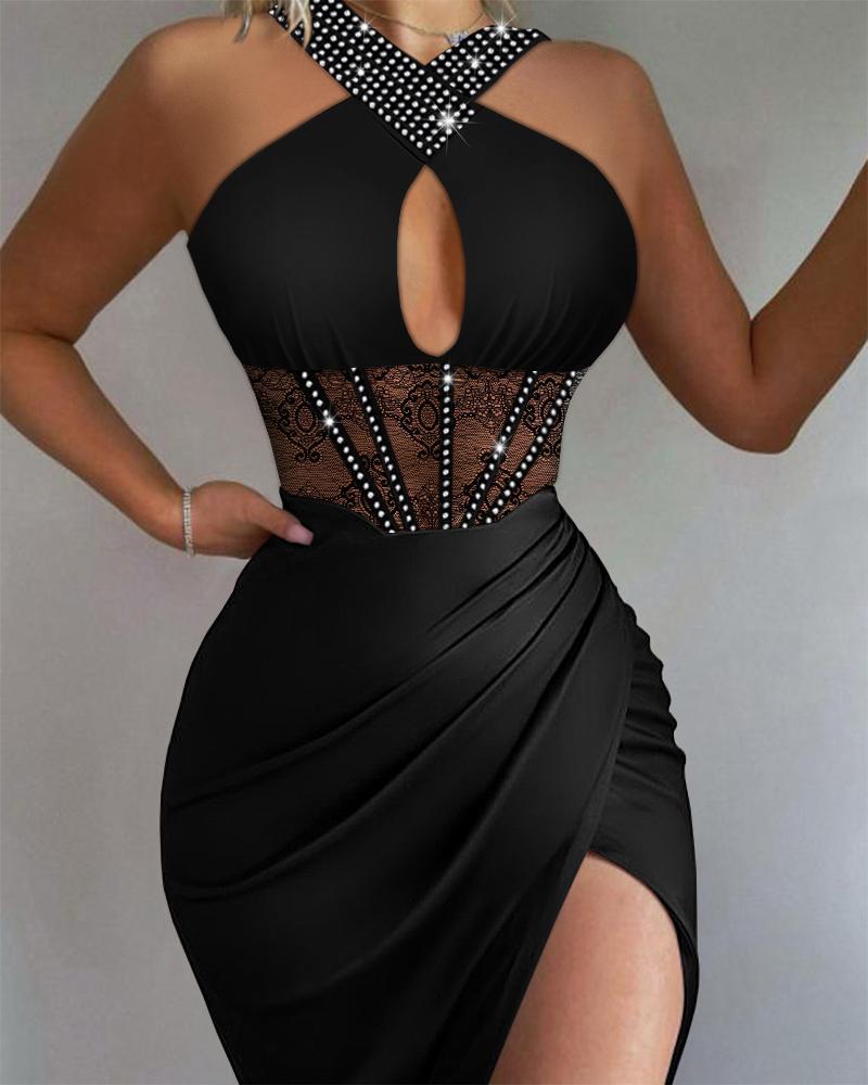 Women's Black Satin Stitching Lace Girdle Tight Pants