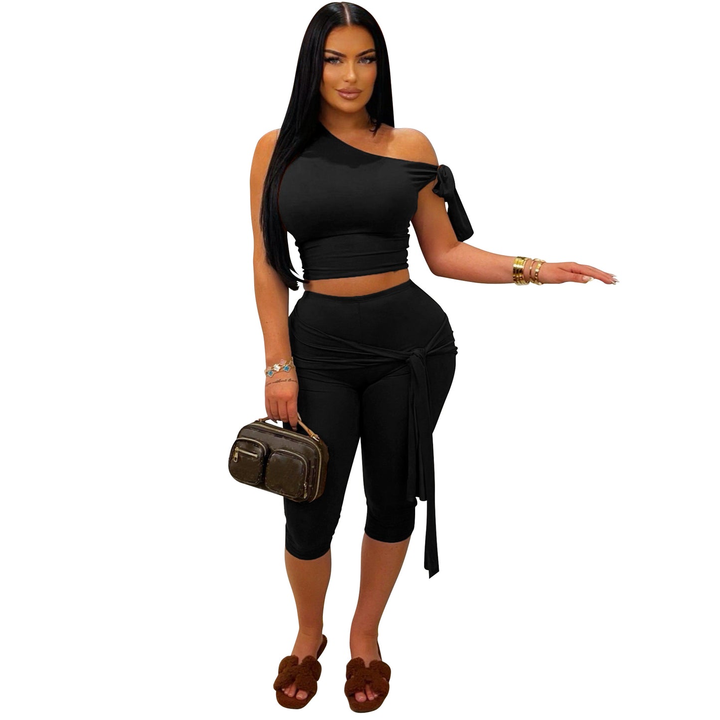 Women's Summer Shoulder Strap Casual Fashion Solid Suits