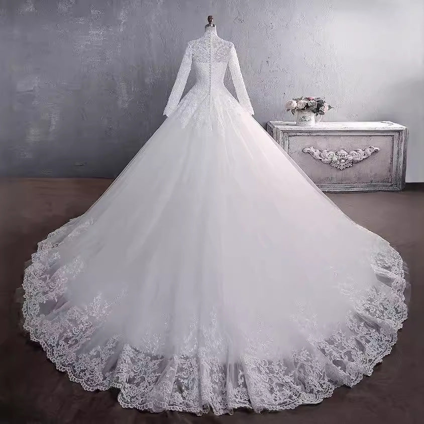 Women's Dress Spring Long Sleeve Lace Bridal Stand Wedding Dresses