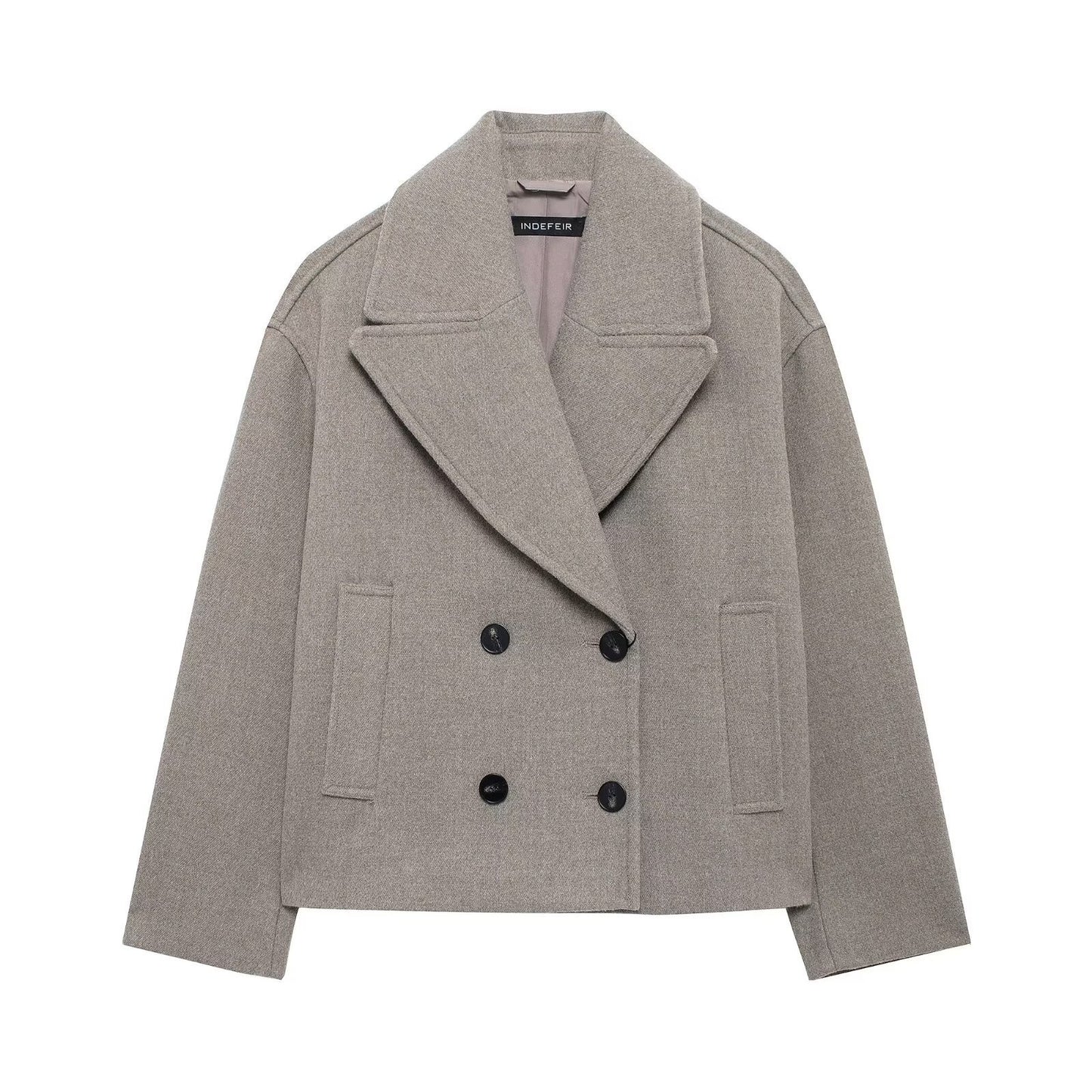 Women's Double Breasted Wool Blended Row Ornament Coats