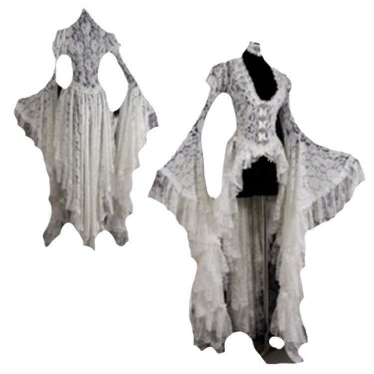 Lace Dress Party Flare Sleeve Irregular Dresses