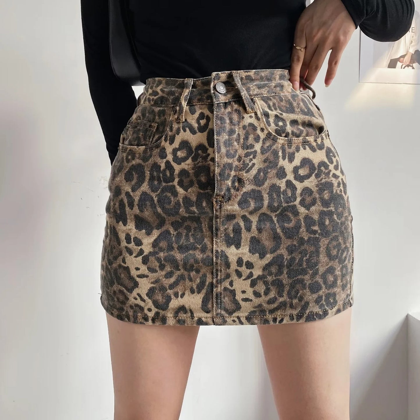 Women's American Sexy Leopard Print High Waist Skirts