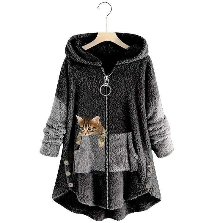 Women's Street Hipster Zipper Style Personality Leopard Coats