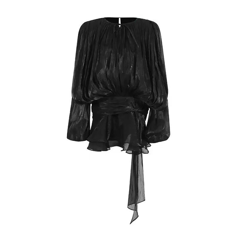 Leaf Two-piece Early Spring Pleated Design Blouses