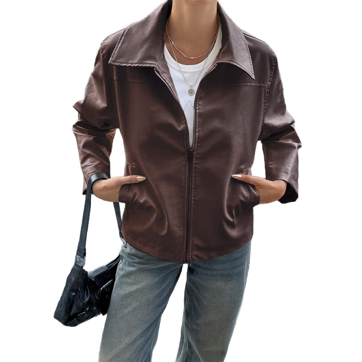 Women's Advanced Minimalist Long Sleeve Leather Jackets