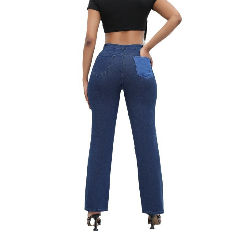 Women's Large Autumn High Quality Straight Waist Jeans