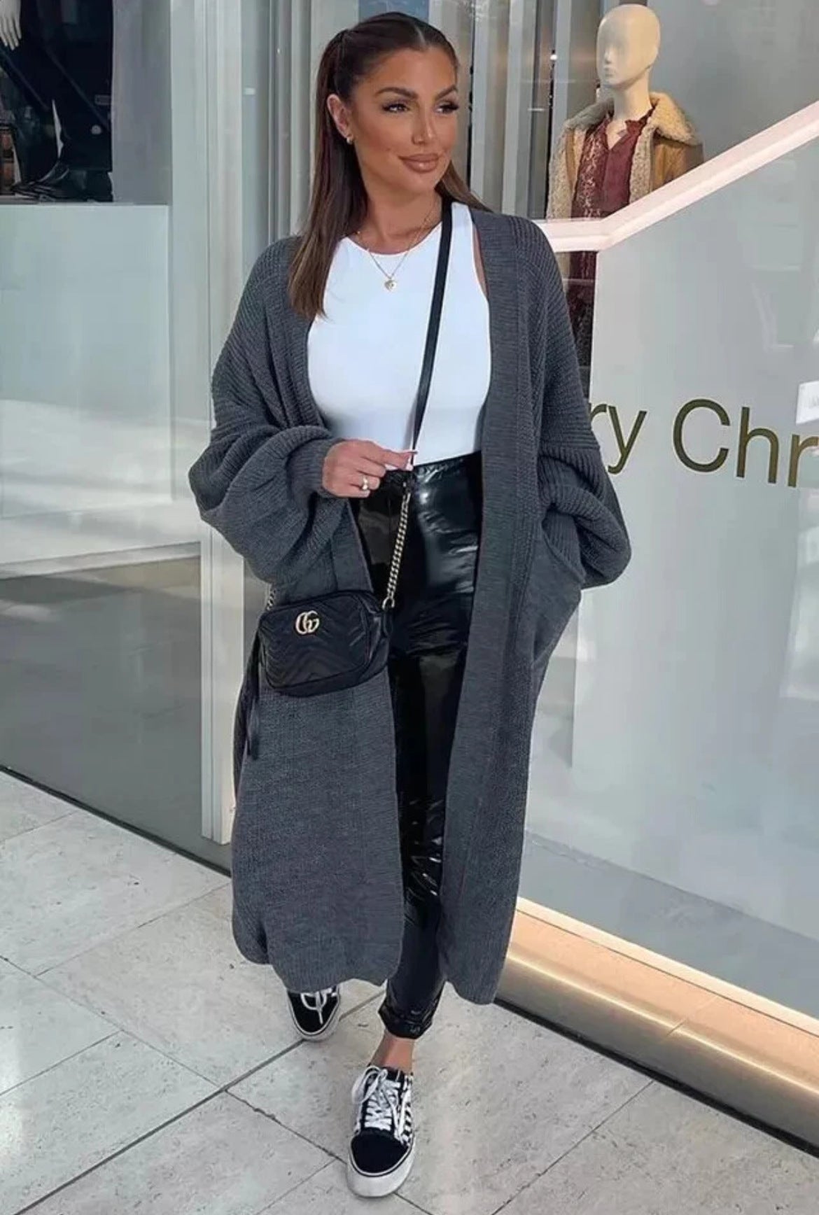 Women's Knitted Solid Color Loose Long Pocket Knitwear