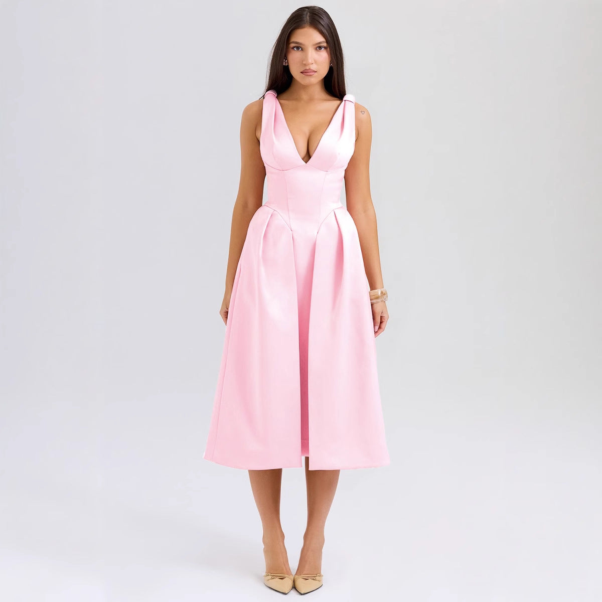 Summer Suspender Dress Fashionable Solid Color Dresses