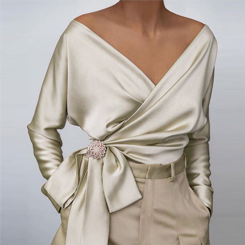 Women's Fashion Wear Solid Color Sexy Slim Blouses