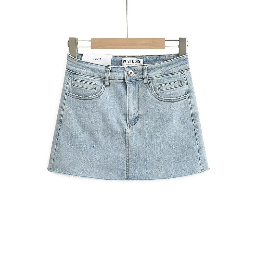 Women's Retro Denim Summer High Waist Stretch Skirts