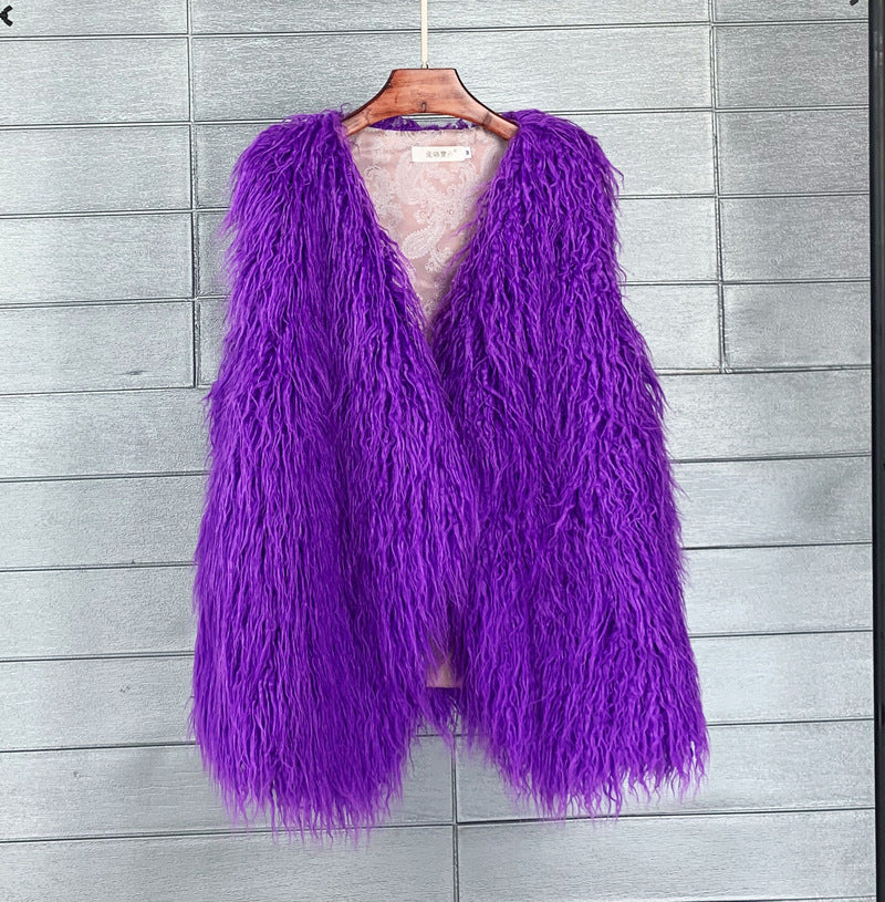Women's Winter Mid-length Imitated Tibet Sheep Fur Coats