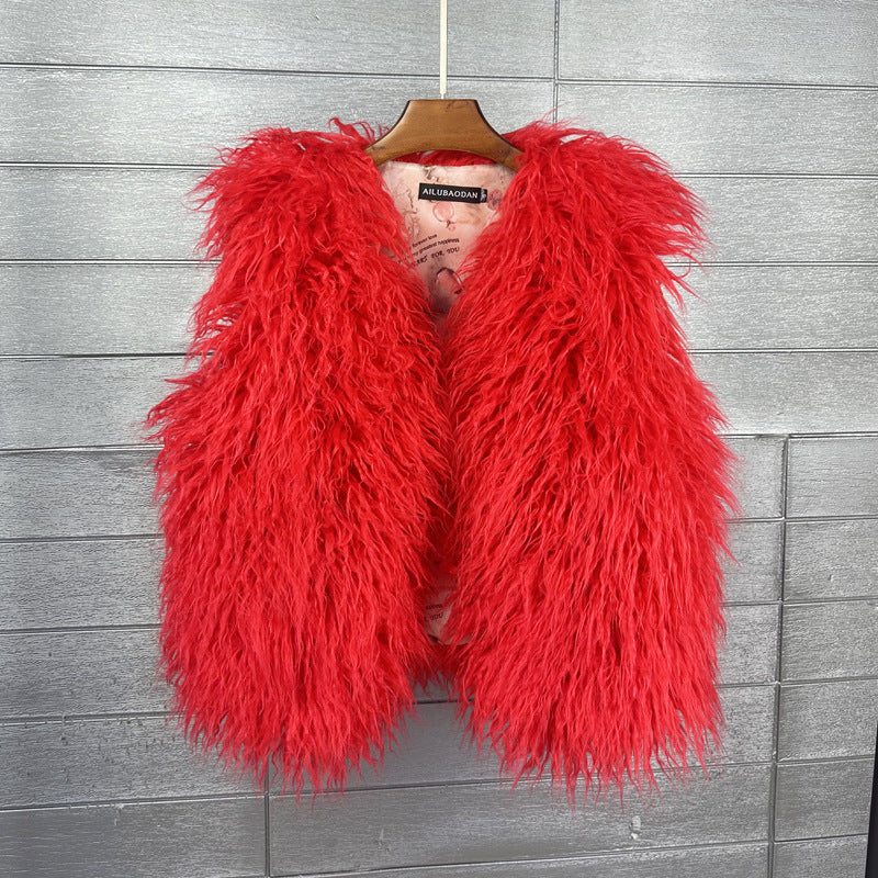 Women's Sheep Fur Environmental Protection Artificial Wool Coats