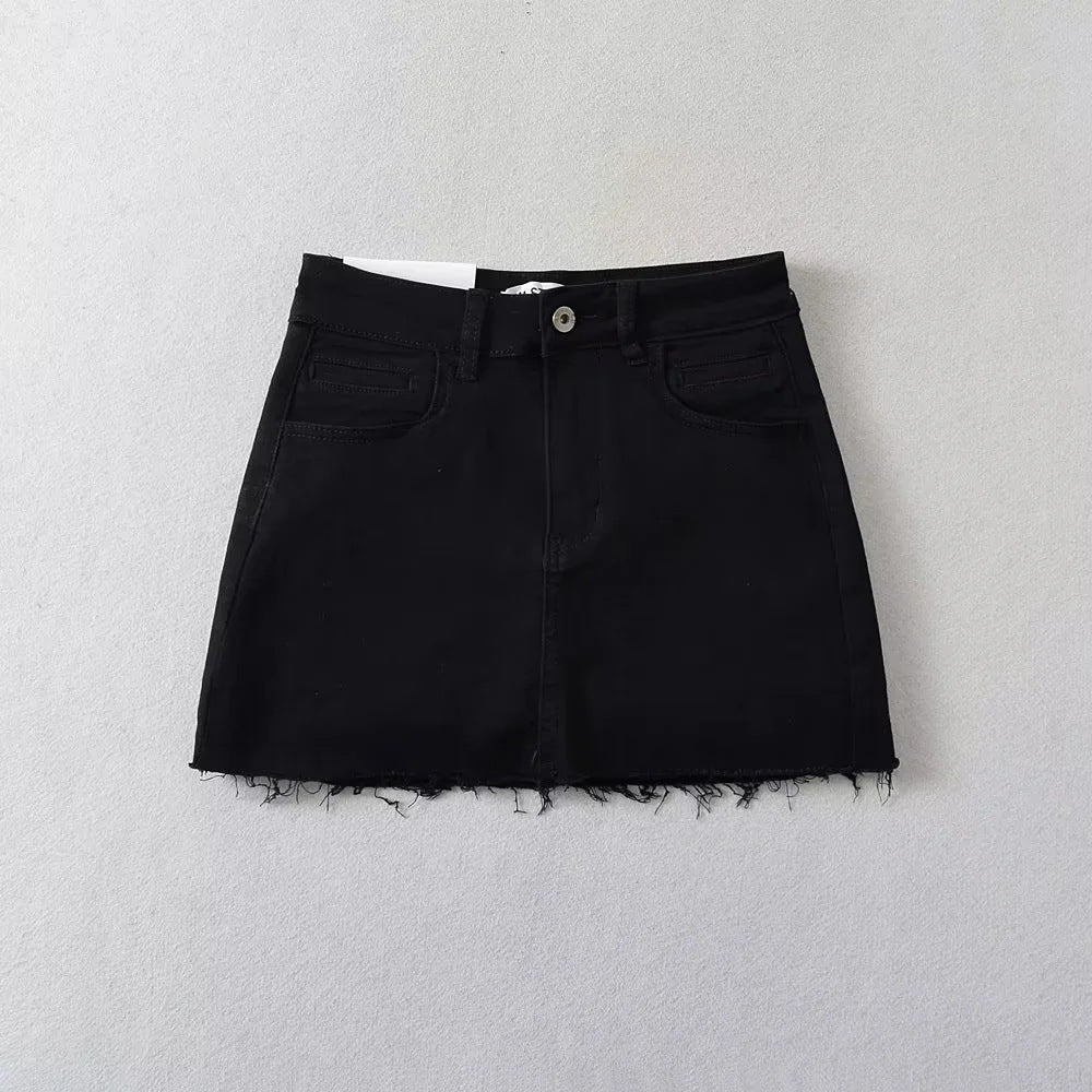 Women's Retro Denim Summer High Waist Stretch Skirts
