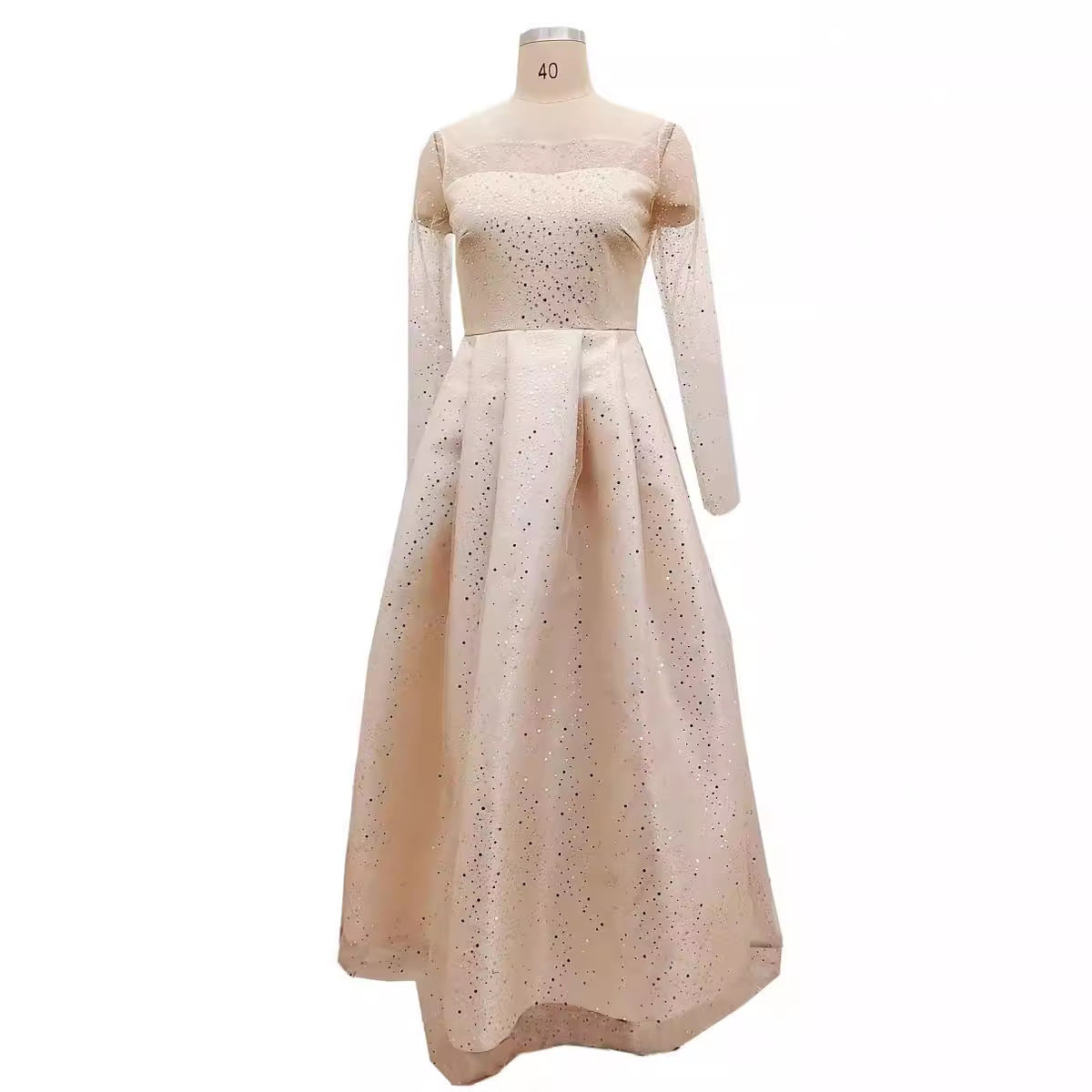 Long Sleeve Sequined Puffy Formal Dress Dresses