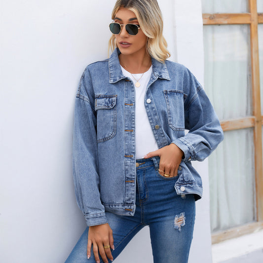 Women's Glamorous Retro Washed Denim Tide Jackets