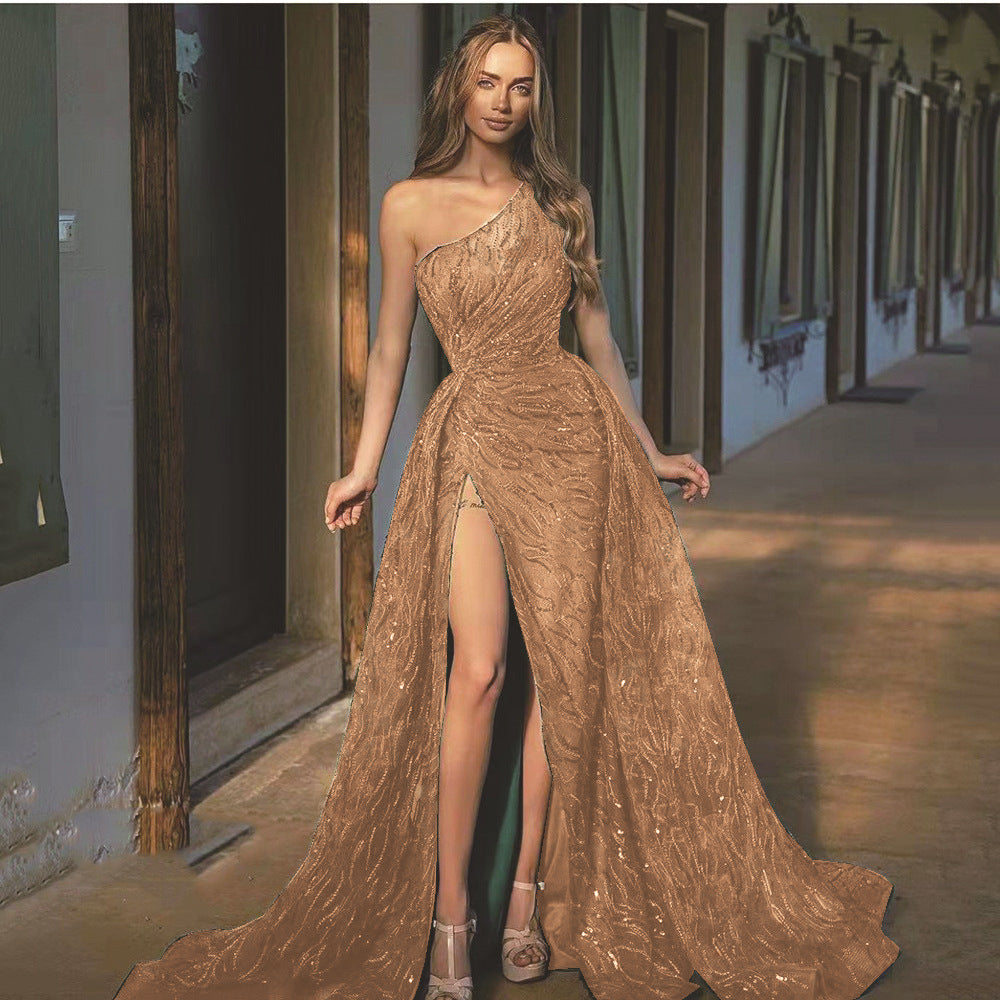 Women's Slit Dress Toast Sequin Sling Wedding Dresses
