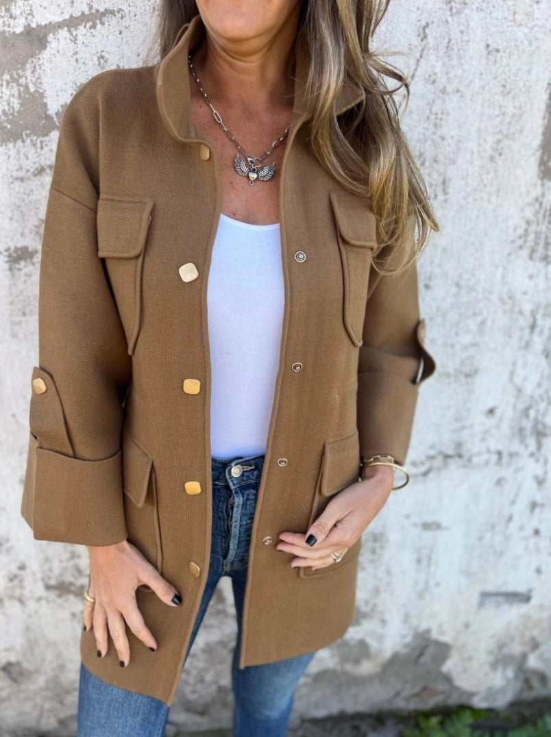 Women's Autumn Fashion Stand Collar Sleeve Reversible Jackets