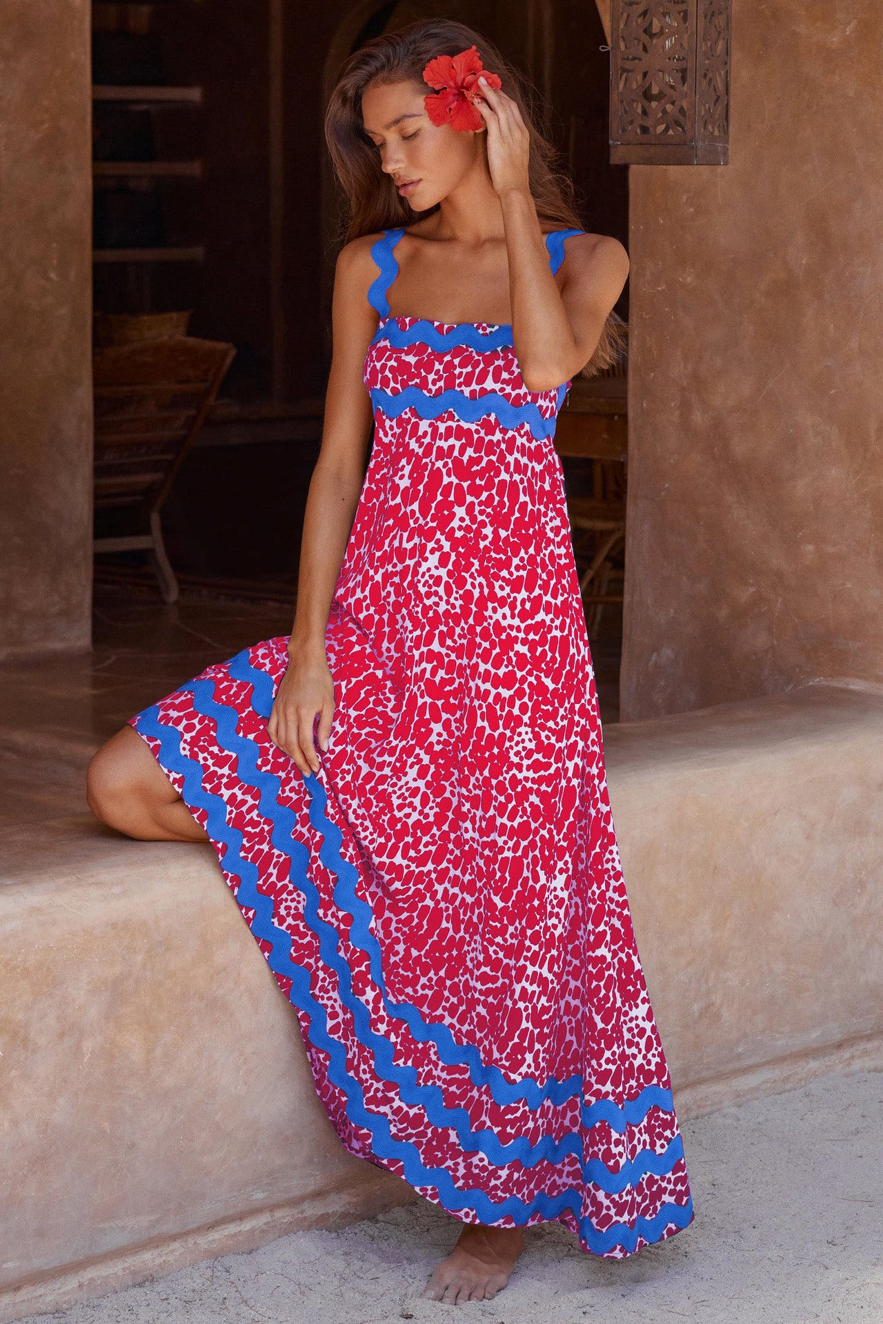 Women's Stylish Suspender Dress Printed Long Dresses