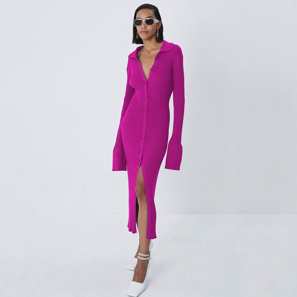Women's Extended Long Sleeve Flared Sleeves Dress Knitwear