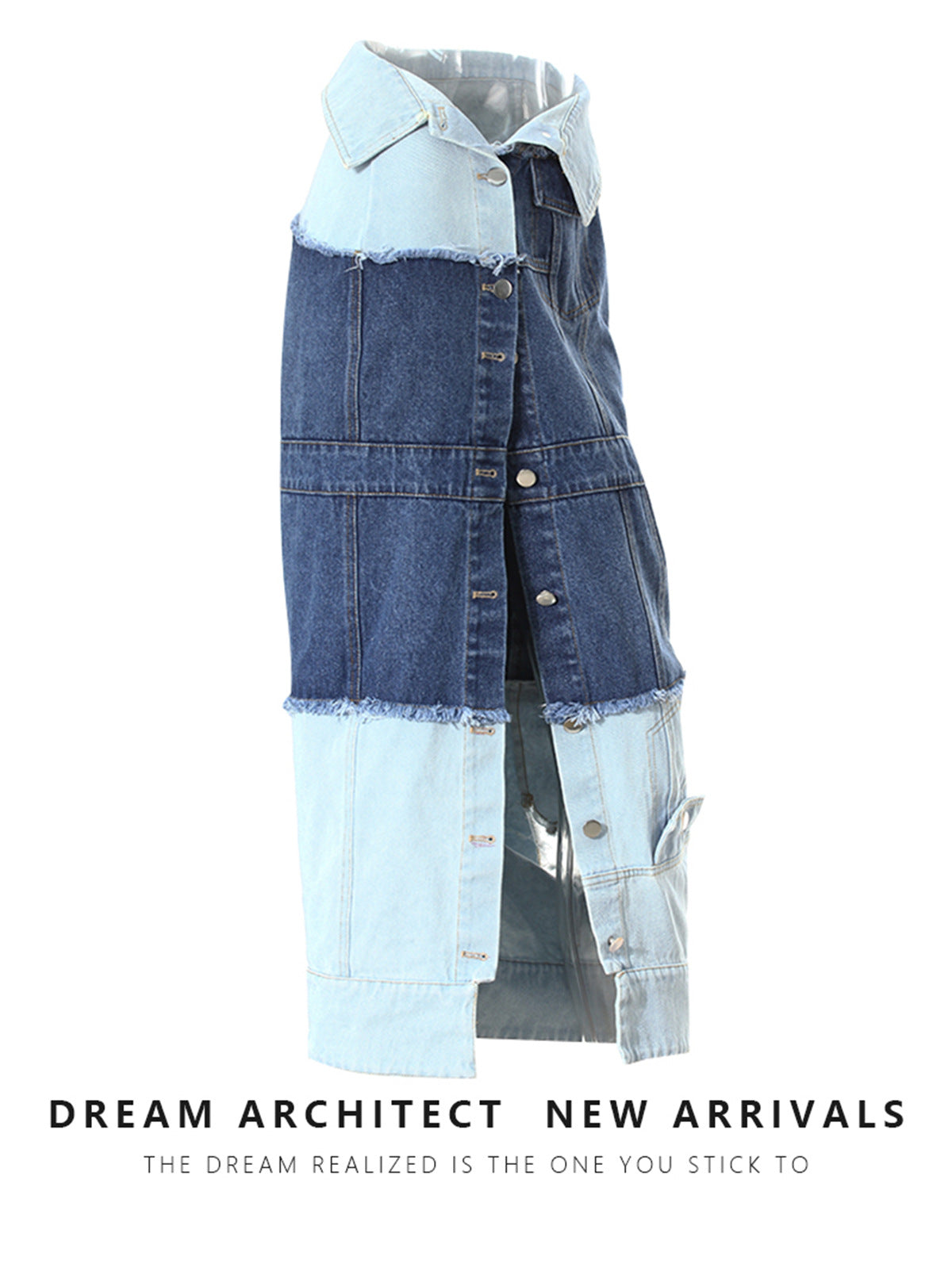 Women's Spring Dress Color Contrast Patchwork Design Personality Slim Fit Skirts
