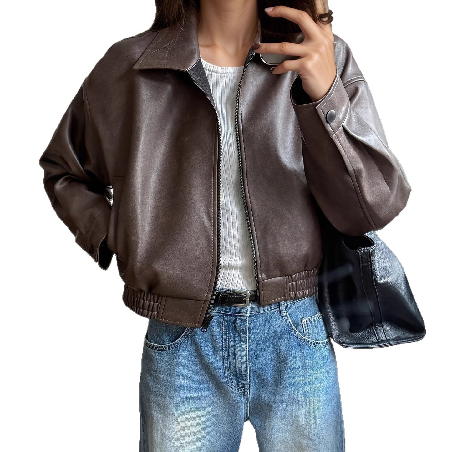 Women's Casual Leather Motorcycle Retro Long-sleeved Jackets