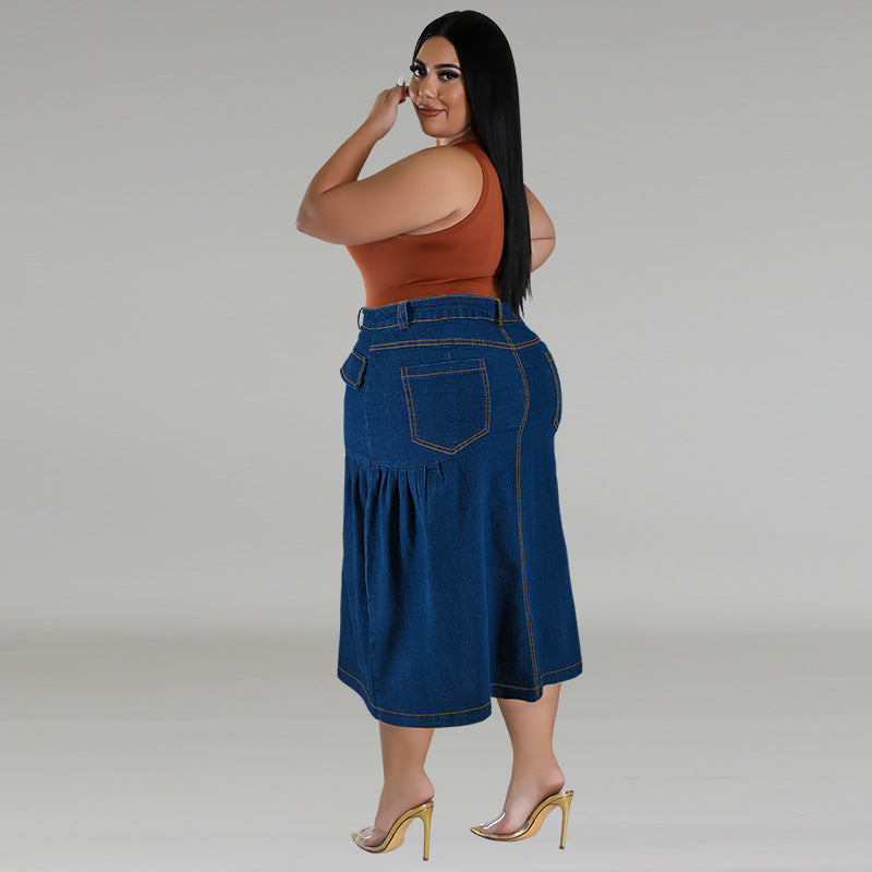 Women's Stylish Unique Mid-length Denim Source Skirts
