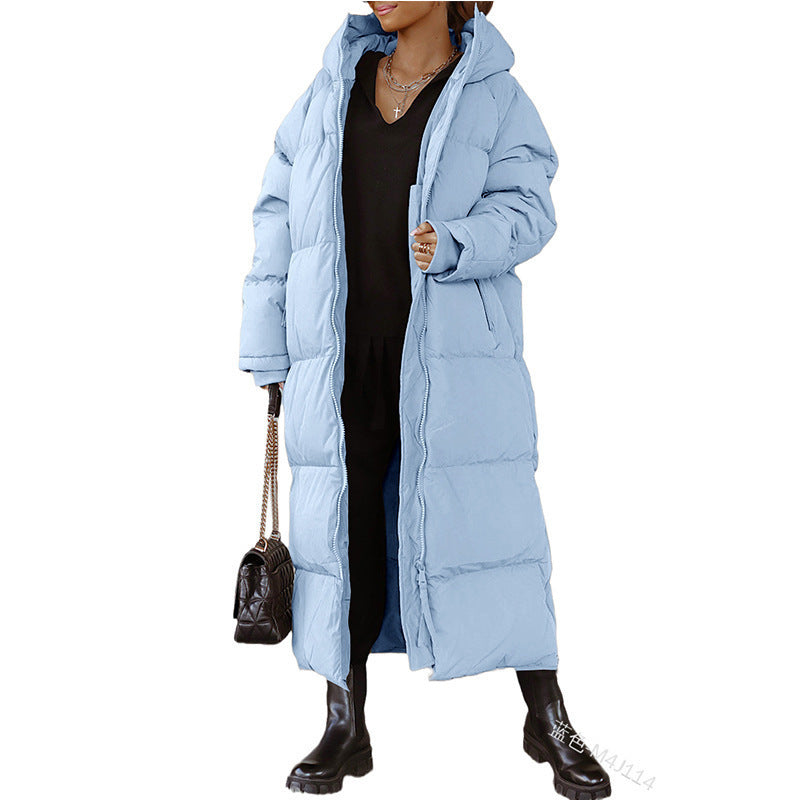 Women's Hooded Solid Color Leisure Warm Zipper Coats