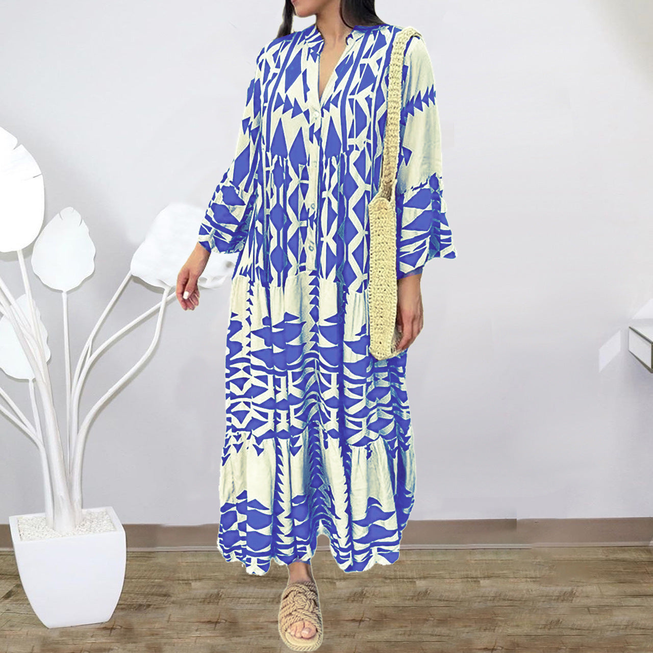Casual Women's Elegant Printed Shirt Bohemian Plus Size